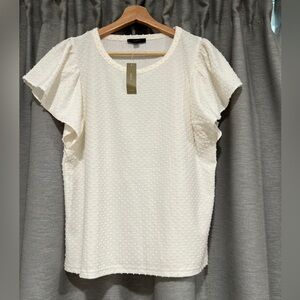 J. Crew Cream Ruffled Cap Sleeve Blouse